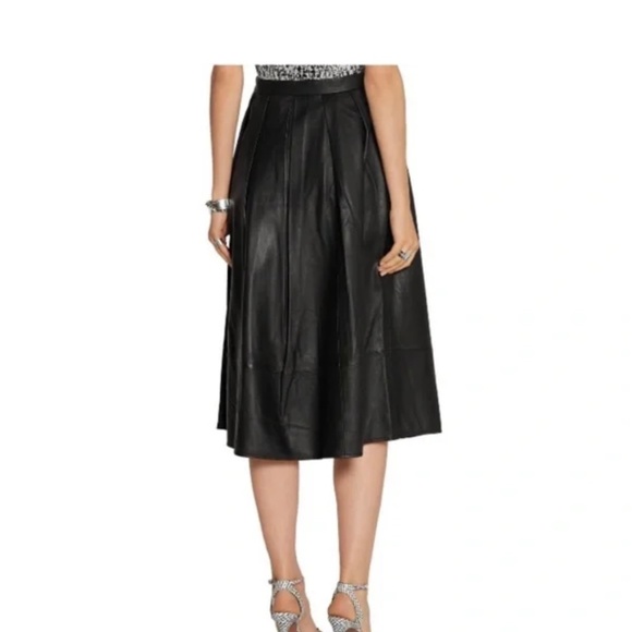 Tibi Leather Full Pleated Zip A-line Black Cocktail Skirt - Picture 3 of 15